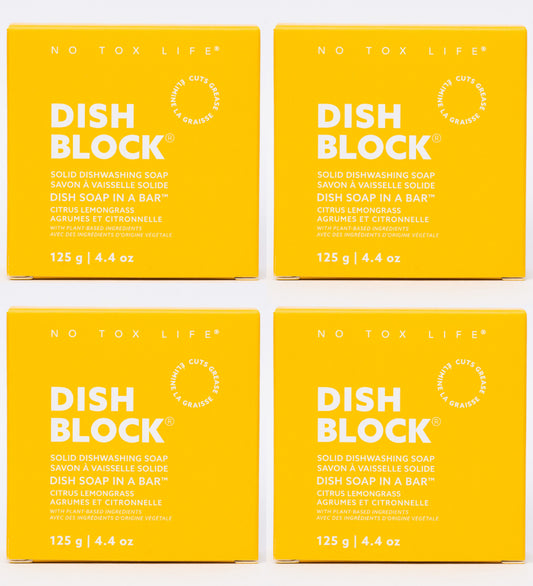 DISH BLOCK® solid dish soap - Citrus Lemongrass - Pack of 4 - No Tox Life® - NO TOX LIFE
