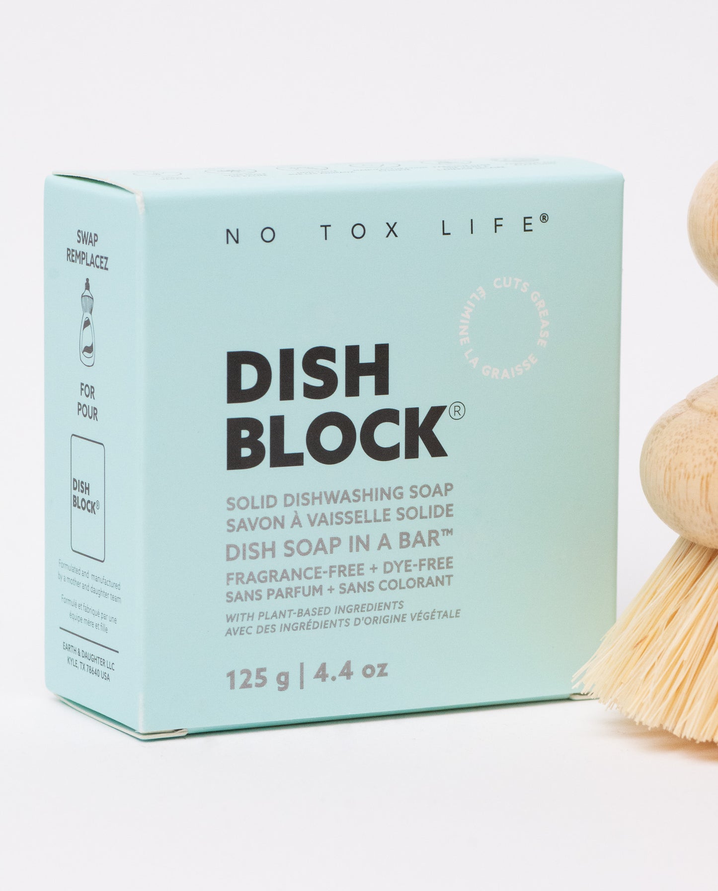 DISH BLOCK® solid dish soap - Fragrance Free - Pack of 4 - No Tox Life® - NO TOX LIFE