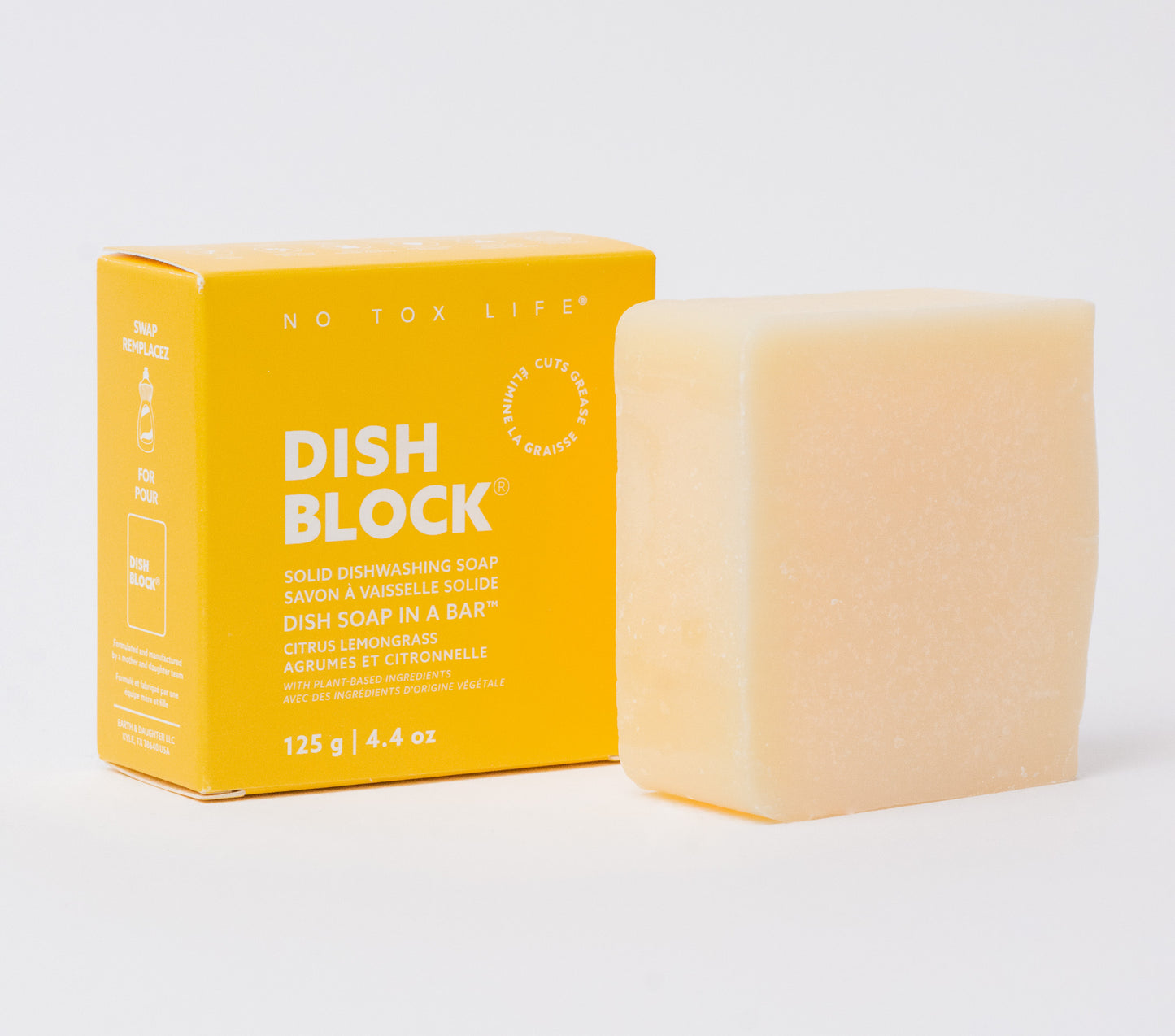 DISH BLOCK® solid dish soap - 4.4 oz (125g) bar - Citrus Lemongrass