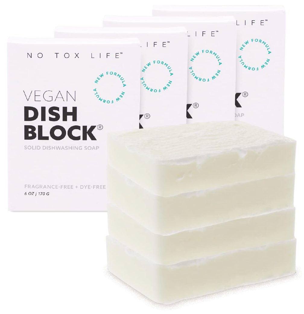 DISH BLOCK® solid dish soap - 6 oz (170g) bars - Pack of 4 - No Tox Life® - NO TOX LIFE