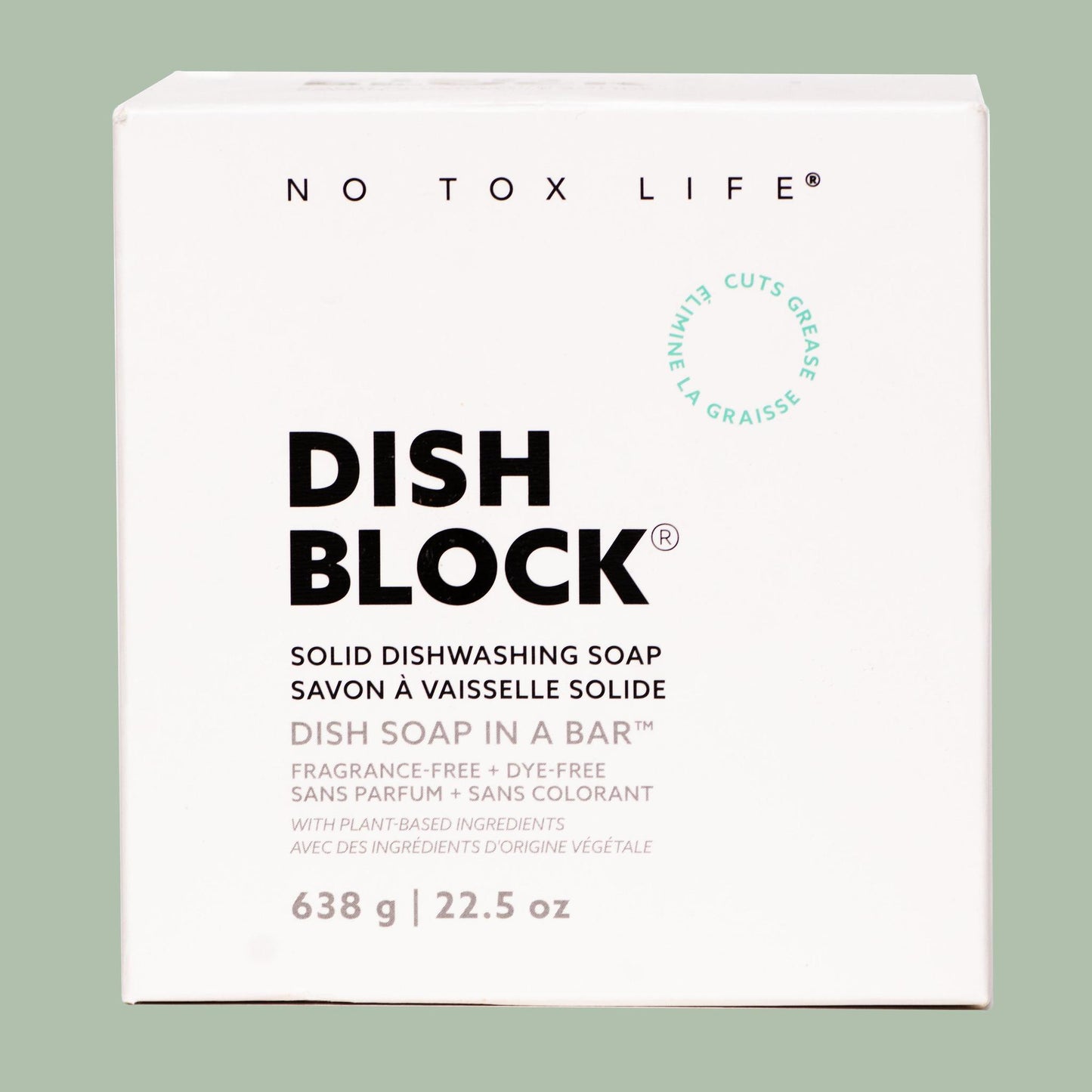 DISH BLOCK® solid dish soap - Huge bar (22.5 oz | 638g) - No Tox Life® - NO TOX LIFE