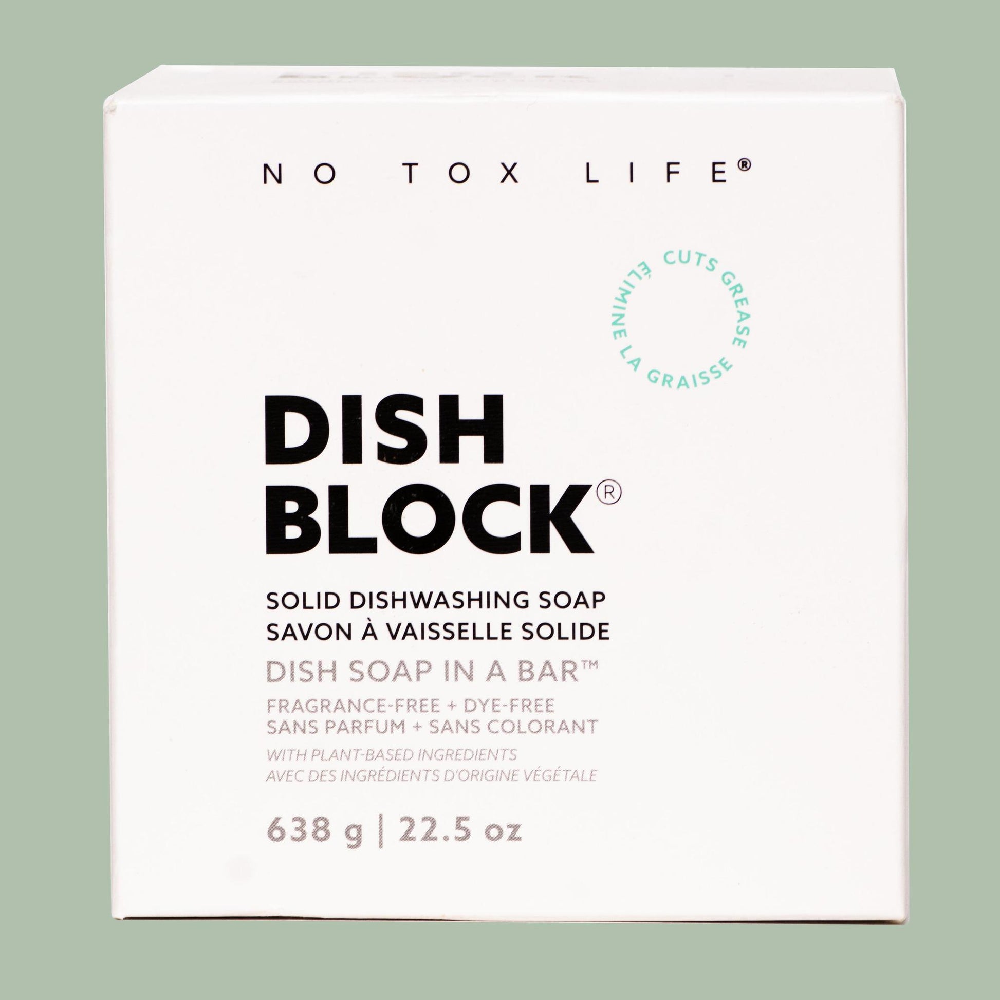 DISH BLOCK® solid dish soap - Huge bar (22.5 oz | 638g) - No Tox Life® - NO TOX LIFE