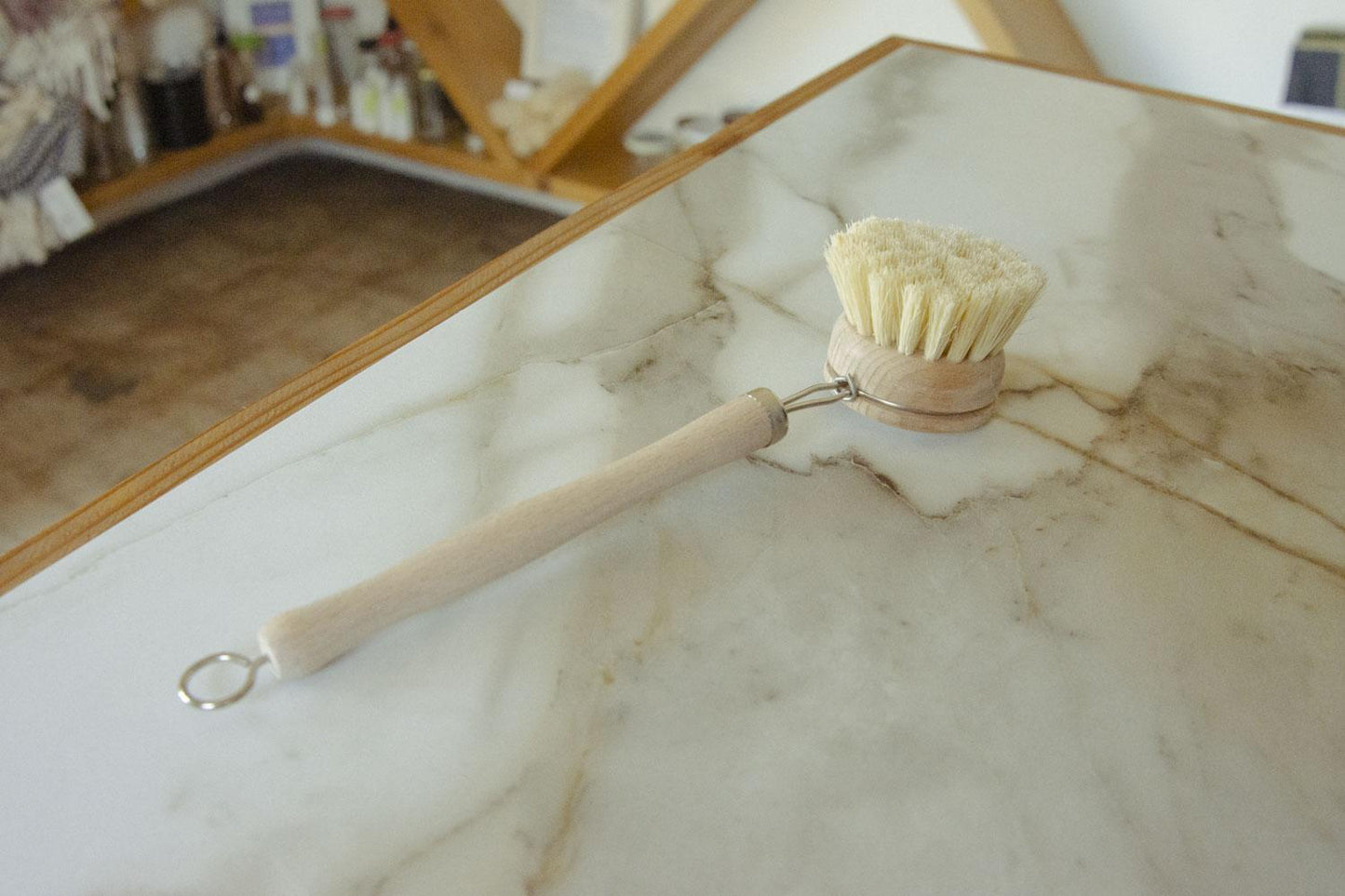 CASA AGAVE® Long Handle Dish Brush White Teakwood - No Tox Life®