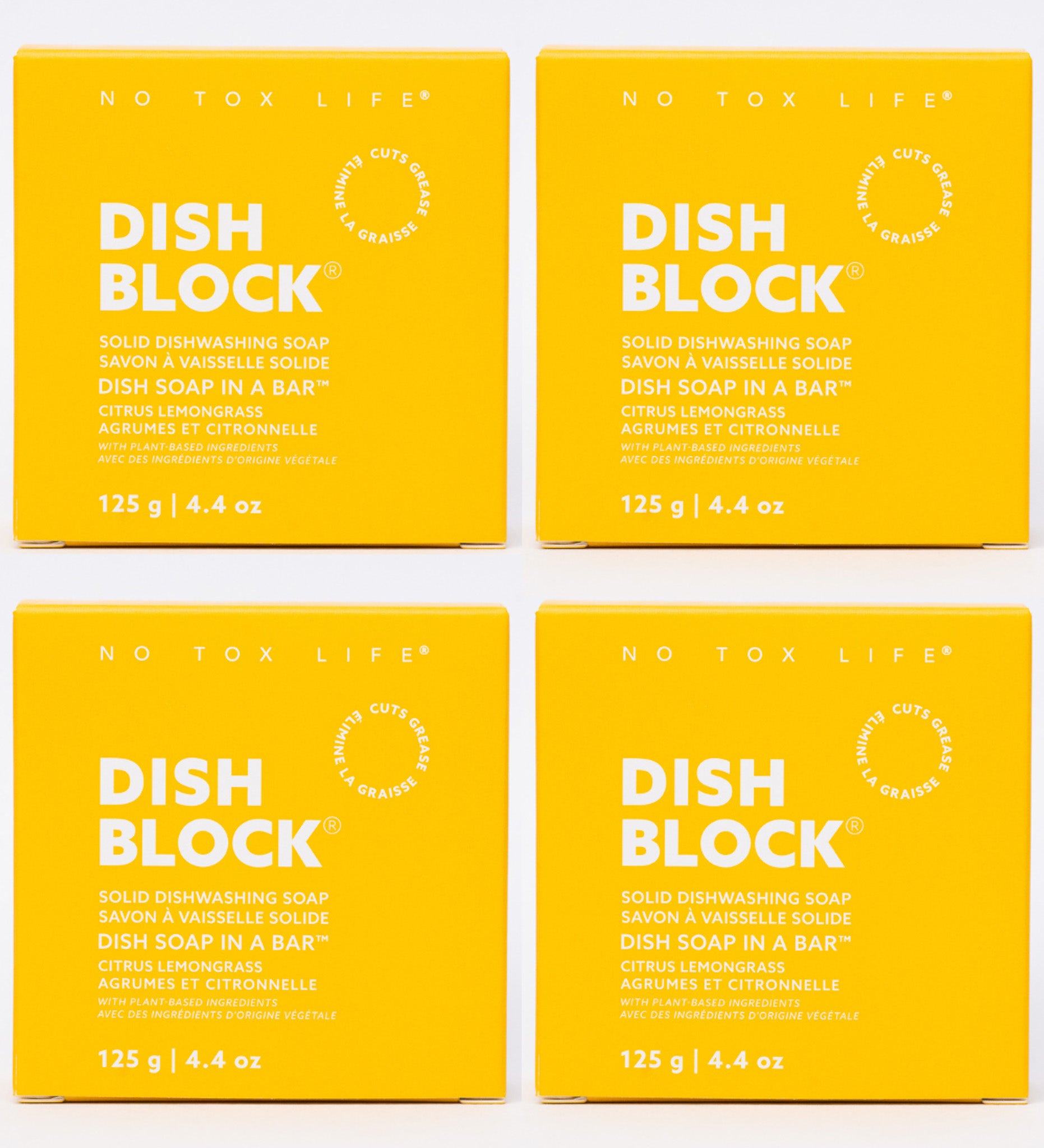 DISH BLOCK® solid dish soap - Citrus Lemongrass - Pack of 4 - No Tox L