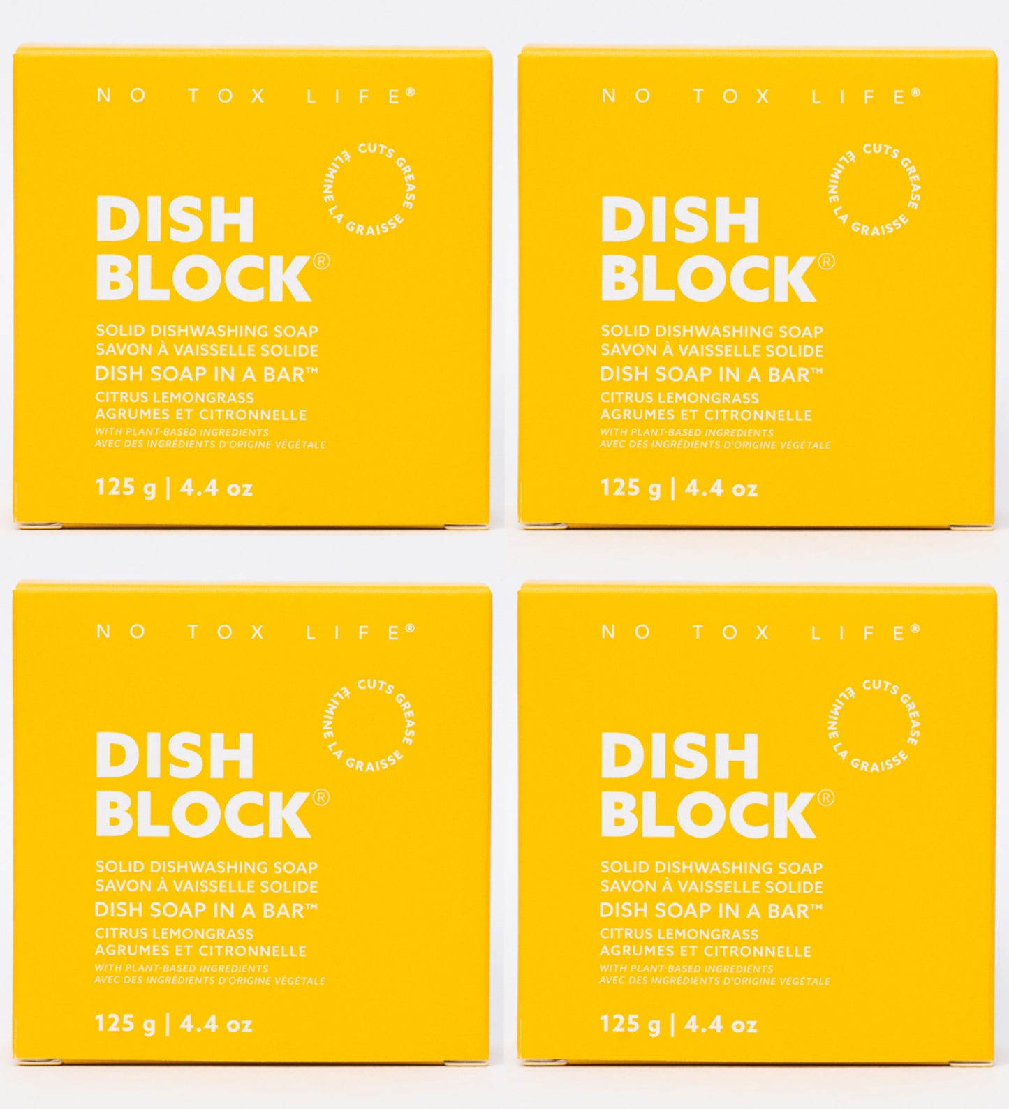 DISH BLOCK® solid dish soap - Citrus Lemongrass - Pack of 4 - No Tox Life®