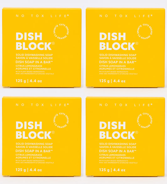 DISH BLOCK® solid dish soap - Citrus Lemongrass - Pack of 4 - No Tox Life®