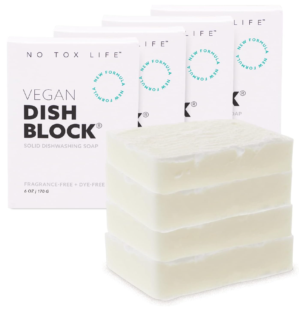 DISH BLOCK® solid dish soap - 6 oz (170g) bars - Pack of 4 - No Tox Life®