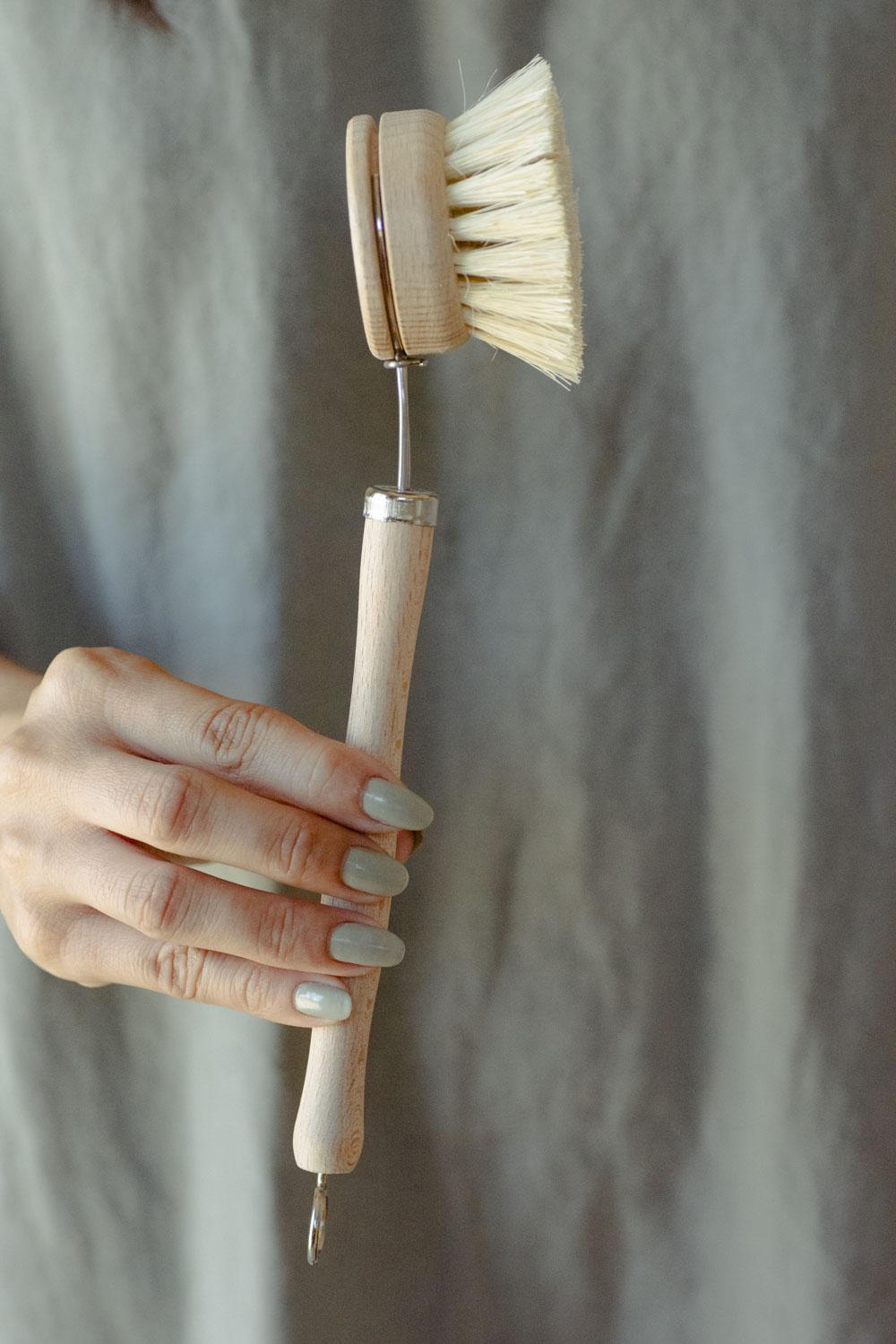 CASA AGAVE® Long Handle Dish Brush White Teakwood - No Tox Life®